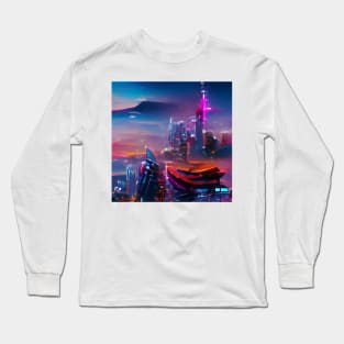 Cyberpunk Aesthetic City View Long Sleeve T-Shirt